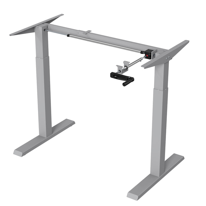 Sitz-Steh-Schreibtisch Tischgestell Manuell Höhenverstellbarer Bürotisch max. 123cm Ergonomischer Tisch Belastbar bis 70kg (Grau)