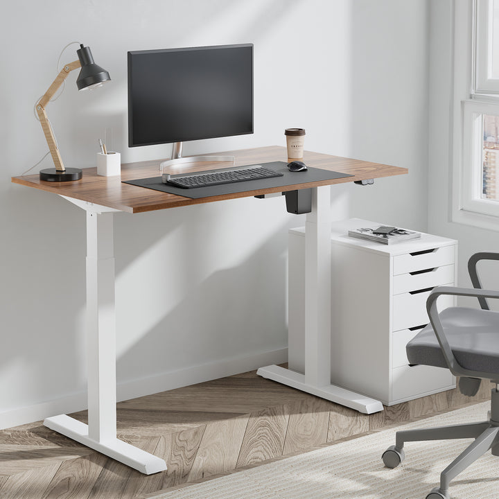 Ergo Office -  Zit-sta bureau - Elektrisch in hoogte verstelbaar bureau max hoogte 123cm - max 70 kg | Zonder tafelblad - Wit, ER-403W