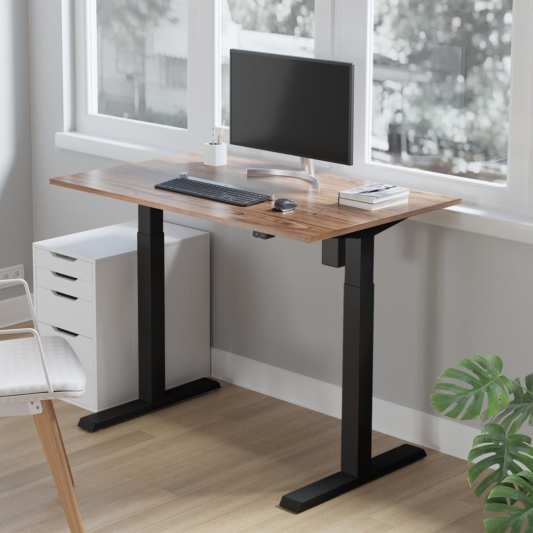 Ergo Office - Zit-sta bureau - Elektrisch in hoogte verstelbaar bureau max hoogte 123cm - max 70 kg | Zonder tafelblad - Zwart