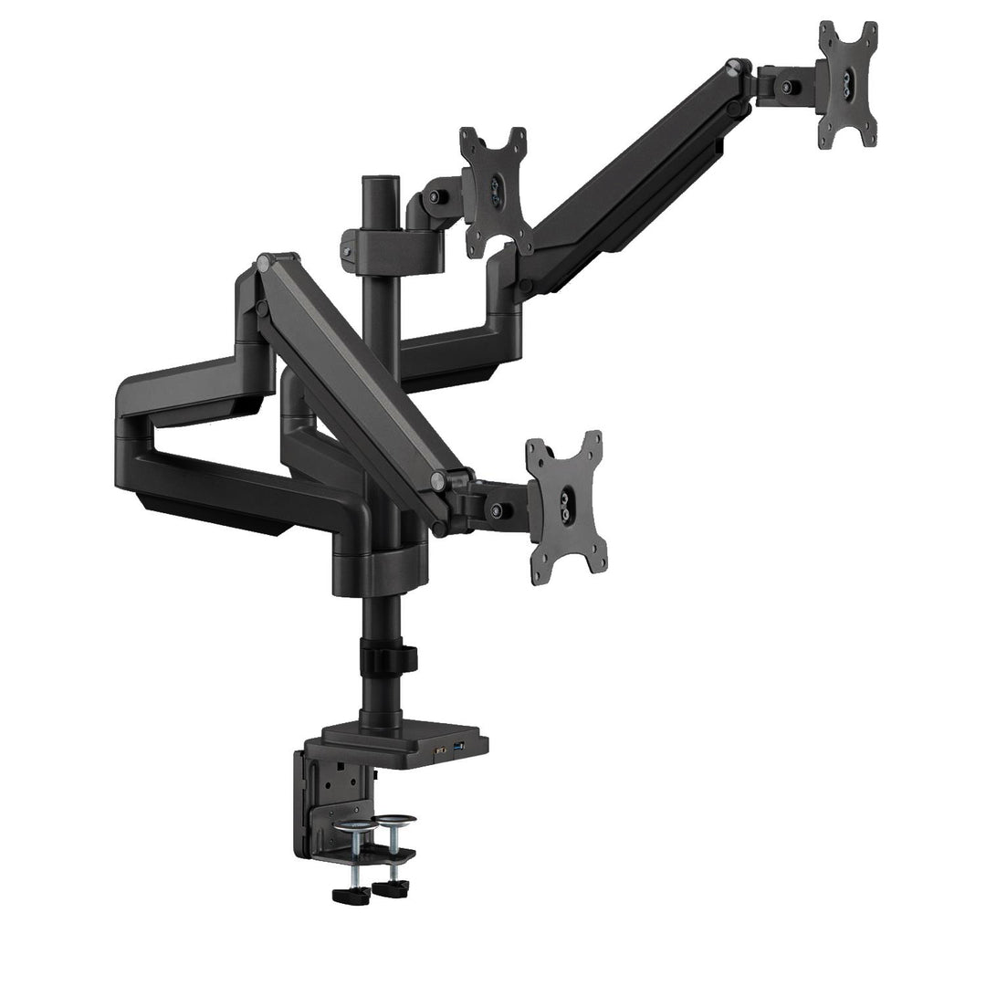 Ergo Office ER-408B Bracket for 3 Monitors Desk Mount 1x USB 3.0 Arm Adjustable Swivel Tilt Rotateable 13" - 32" VESA