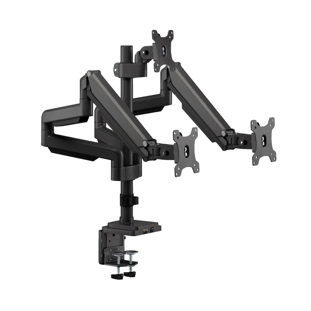 Ergo Office ER-408B Halterung für 3 Monitore, Tischhalterung, 1 x USB 3.0-Arm, verstellbar, schwenkbar, neigbar, drehbar 13" - 32" VESA