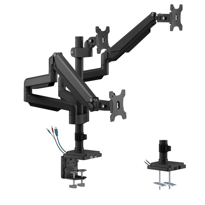 Ergo Office ER-408B Halterung für 3 Monitore, Tischhalterung, 1 x USB 3.0-Arm, verstellbar, schwenkbar, neigbar, drehbar 13" - 32" VESA