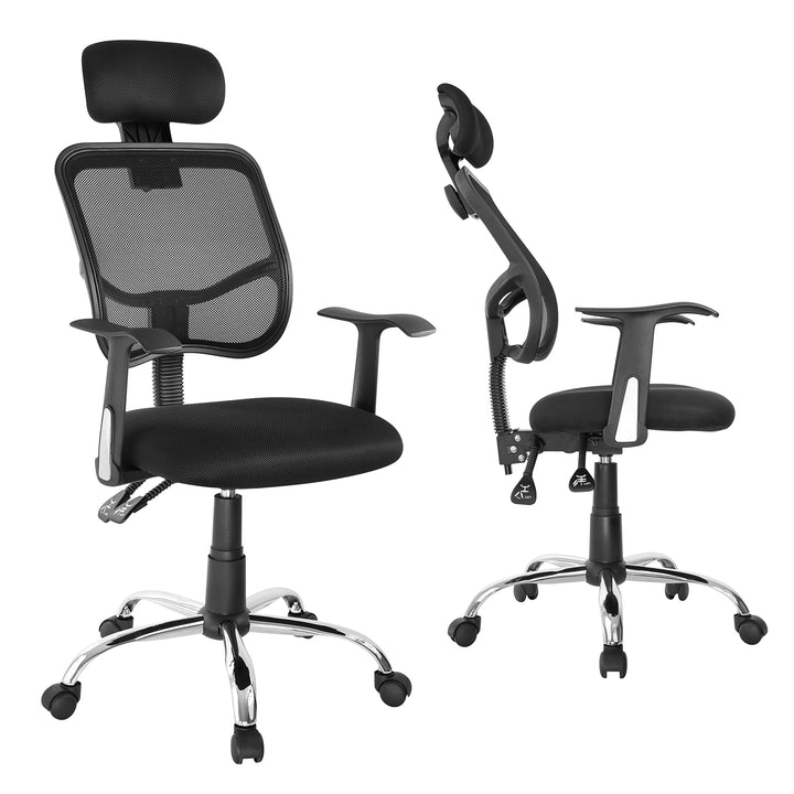 Ergo Office ER-413 Silla de oficina giratoria con reposacabezas y altura de asiento ajustables.