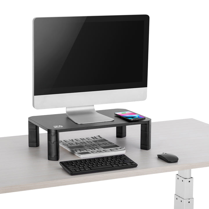 Soporte de pantalla ajustable en altura con soporte de monitor de carga inalámbrica Qi de 17"~32" hasta un máximo de 20 kg de carga por inducción