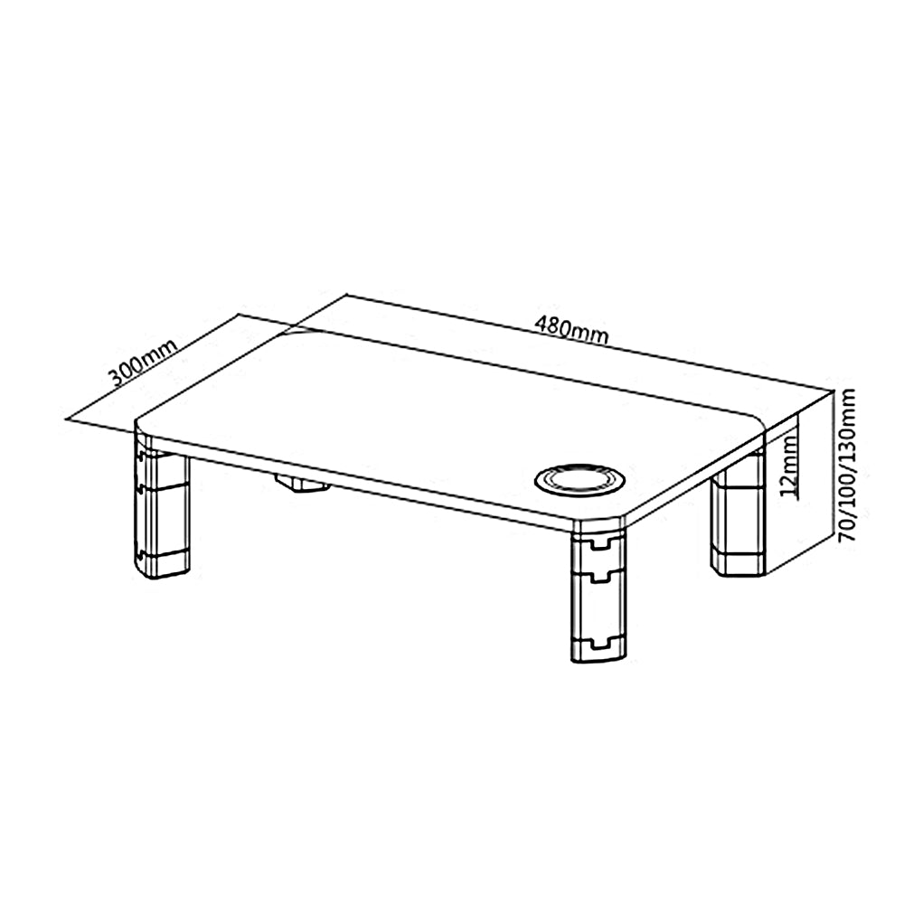 Ergo Office - In hoogte verstelbare schermstandaard met draadloze Qi-oplader voor monitoren 17"~32" tot max. 20kg