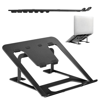 ERGOOFFICE Laptop-Ständer, tragbar, 11–15 Zoll, Aluminium, ultradünn, zusammenklappbar, 6 Höhenstufen, Universala, Schwarz
