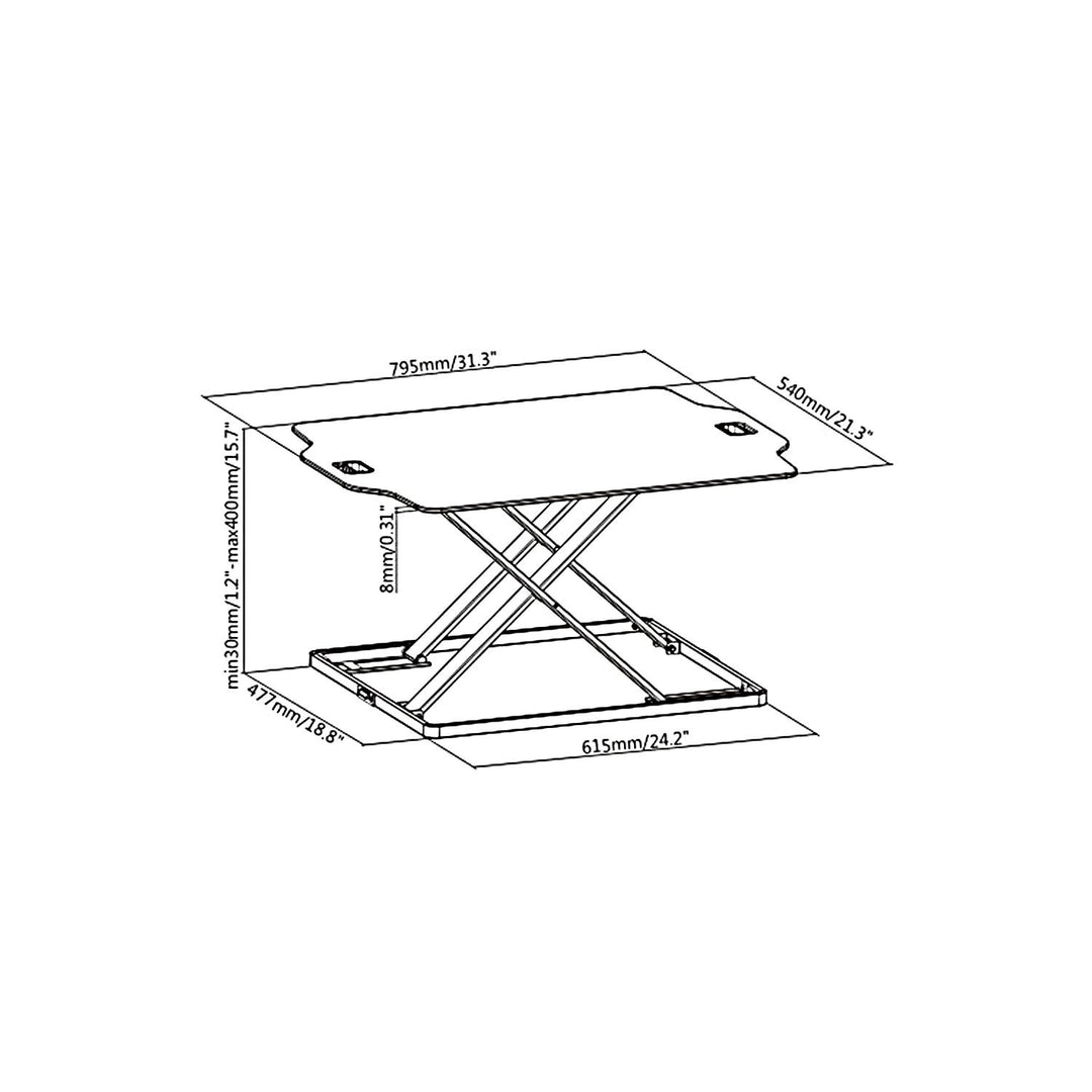 Sitz-Steh-Schreibtisch Höhenverstellbarer Schreibtischaufsatz mit Gasfeder Schreibtisch Konverter für Monitor Laptop bis max. 10kg