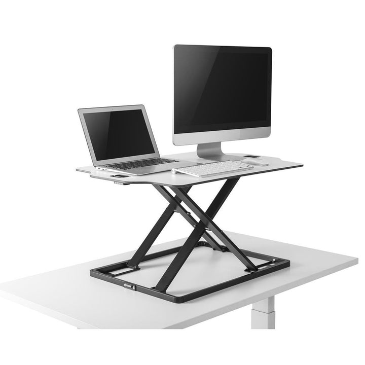 Ergo Office convertisseur de bureau assis/debout ultra fin, blanc, avec ressort à gaz, max 10 kg, ER-420