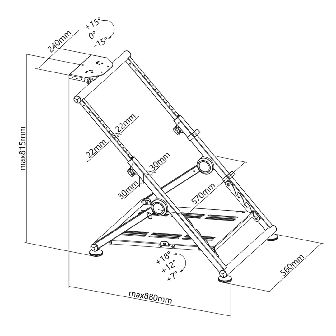 NanoRS RS155 Faltbarer Stahl Gaming Lenkrad Stand Pedale Halterung Einstellbar Non Slip