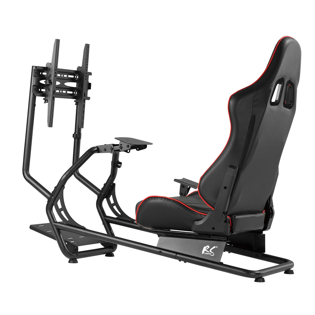 NanoRS RS160 Gaming-Stuhl, Rennsimulator-Ständer, 3-in-1-PC-Konsole, Gamer, Kunstlederbezug, Lenkradständer, TV-Halterung, bis zu 50 Zoll, max. Vesa 400 x 400