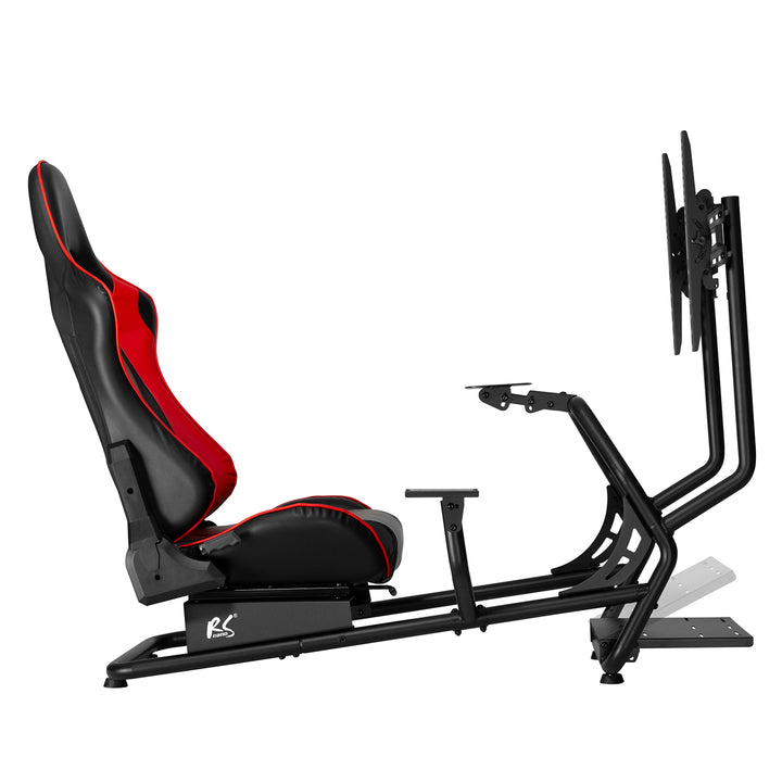 NanoRS RS160 Gaming-Stuhl, Rennsimulator-Ständer, 3-in-1-PC-Konsole, Gamer, Kunstlederbezug, Lenkradständer, TV-Halterung, bis zu 50 Zoll, max. Vesa 400 x 400