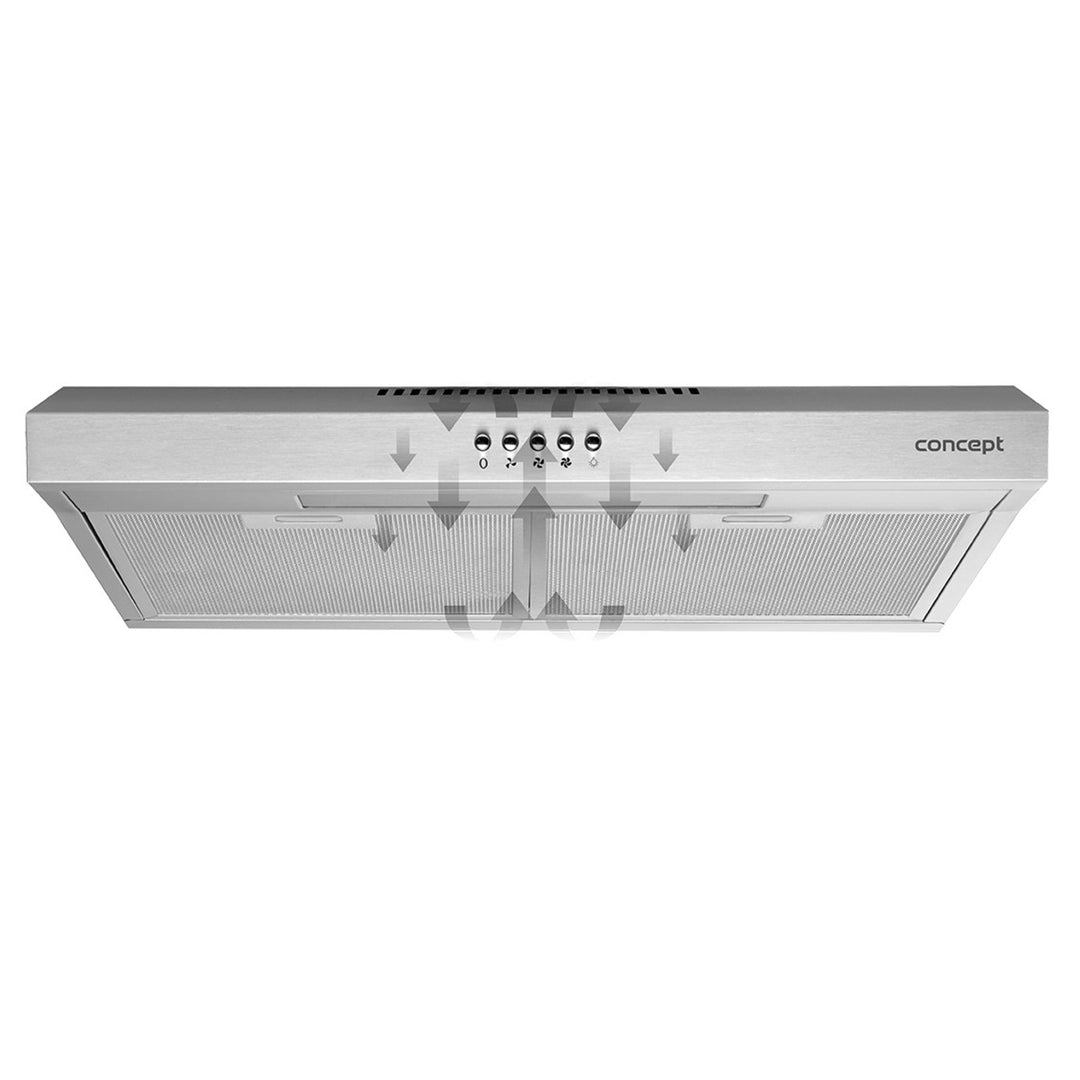 Hotte sous meuble 60 cm Concept OPP1260ss argent avec éclairage LED