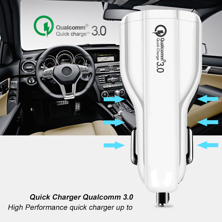 Caricabatteria da auto QC 3.0 Maclean Energy MCE478 W - bianco Qualcomm Quick Charge QC 3.0 - presa 5V / 3A, 9V / 1.8A, 12V / 1.6A e 5V / 3.1A