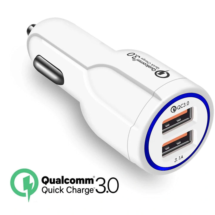 Caricabatteria da auto QC 3.0 Maclean Energy MCE478 W - bianco Qualcomm Quick Charge QC 3.0 - presa 5V / 3A, 9V / 1.8A, 12V / 1.6A e 5V / 3.1A