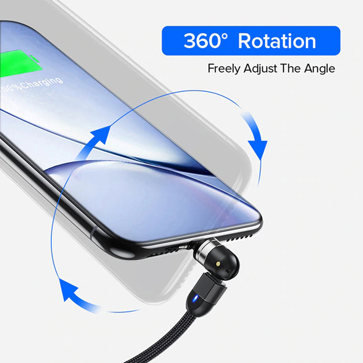 Magnetisches USB Kabel mit USB-Typ-C Adapter 2m Schnellladefunktion 9V/2A 5V/3A Fast Charge Ladekabel Datenkabel 360 ° und 180 ° Drehbar Magnetverbindung (Kabel mit USB-Typ-C Adapter 2m)