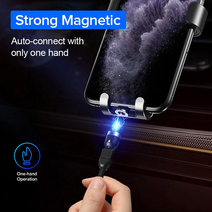 Magnetic USB cable with USB-Type-C adapter 2m fast charging function 9V / 2A 5V / 3A Fast Charge charging cable Data cable 360 ° and 180 ° rotatable Magnetic connection (cable with USB-Type-C adapter 2m)