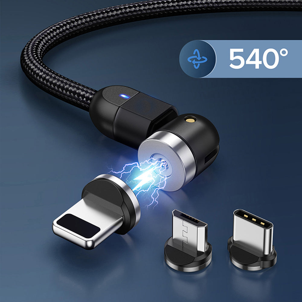 Cable USB magnético con adaptador USB Tipo-C 2m Función de carga rápida 9V / 2A 5V / 3A Cable de carga de carga rápida Cable de datos Giratorio 360 ° y 180 ° Conexión magnética (cable con adaptador USB Tipo-C 2m)