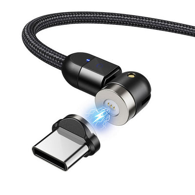 Magnetisches USB-Kabel mit USB-Typ-C-Adapter 2m Schnellladefunktion 9V/2A 5V/3A Fast Charge-Ladekabel Datenkabel 360 ° und 180 ° drehbare Magnetische Verbindung (Kabel mit USB-Typ-C-Adapter 2m)