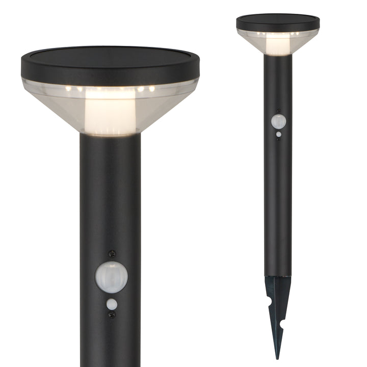 Solar LED lamp with Maclean sensor, black, IP44, 3 light modes, Li-ion 18650 battery 3.7V 1200 mAh, drive-in sensor, MCE465 B