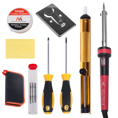 Soldering Iron Kit 60W Tin Rosin Siture Cup Stand Screwdrivers, Carrying Case