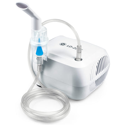 Inhalateur à piston LD-220C - masque pour adultes et enfants, embouts buccaux, accessoires pour inhalation nasale, tuyau d'air, filtres à air et buses interchangeables