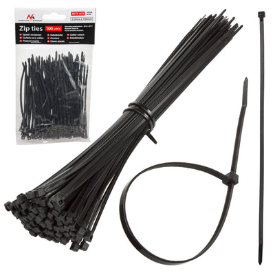 Kabel Zip Ties Black UV Beständig-40 °C + 85 °C 100mm Flexibel 100 PCS