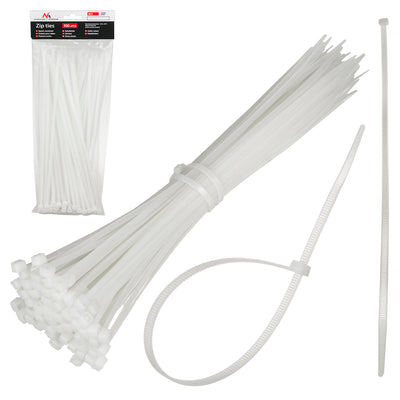 100 PZ Cavo Zip Ties Cord Organizzazione Tidy Bianco UV Resistente alle intemperie Nylon