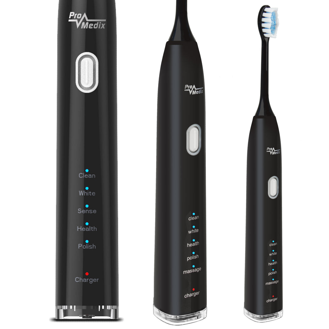 Cepillo de dientes sónico Promedix PR-740 B negro, 5 modos, temporizador, indicador de nivel de batería 2 puntas incluidas