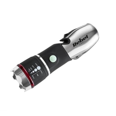 Lampe de poche Rebel, outil multifonction, 8 fonctions, 3 modes d'éclairage, 3W, 120 lm à 80m, fonctionne sur batterie
