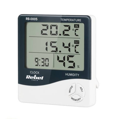 Rebel RB-0005 Heimwetterstation mit Luftfeuchtigkeits- und Temperaturmessung, Kalender und Alarmfunktion
