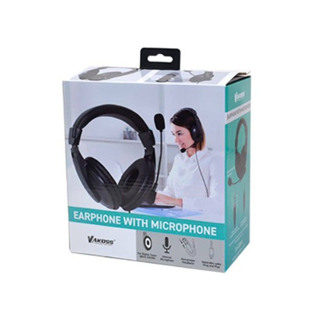 VAKOSS SK-608 Stereo On-ear Headphones with Microphone 3.5mm Super Bass Sound Volume Control For Home Office