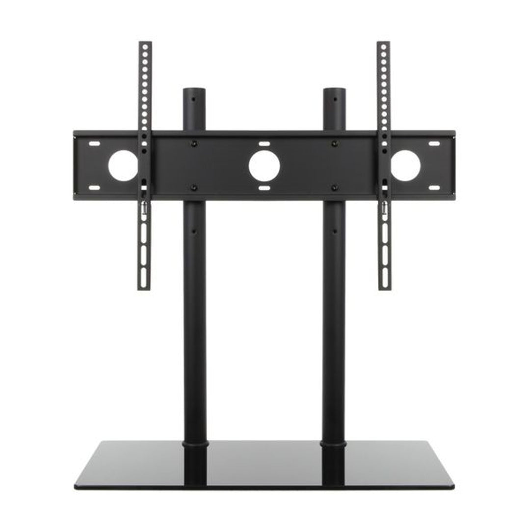 Table TV Stand Holder Bracket 32 - 65" Monitor Adjustable Height Glass Steel LCD LED OLED QLED