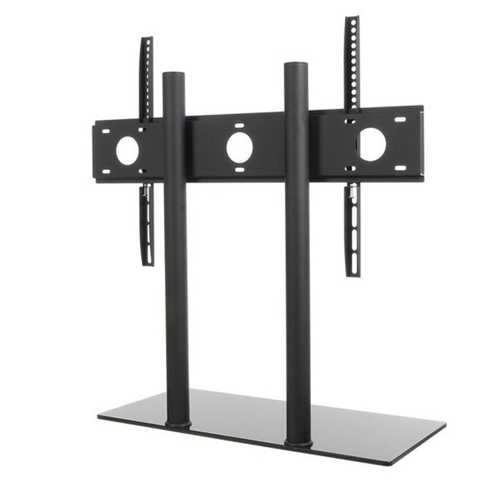 Table TV Stand Holder Bracket 32 - 65" Monitor Adjustable Height Glass Steel LCD LED OLED QLED