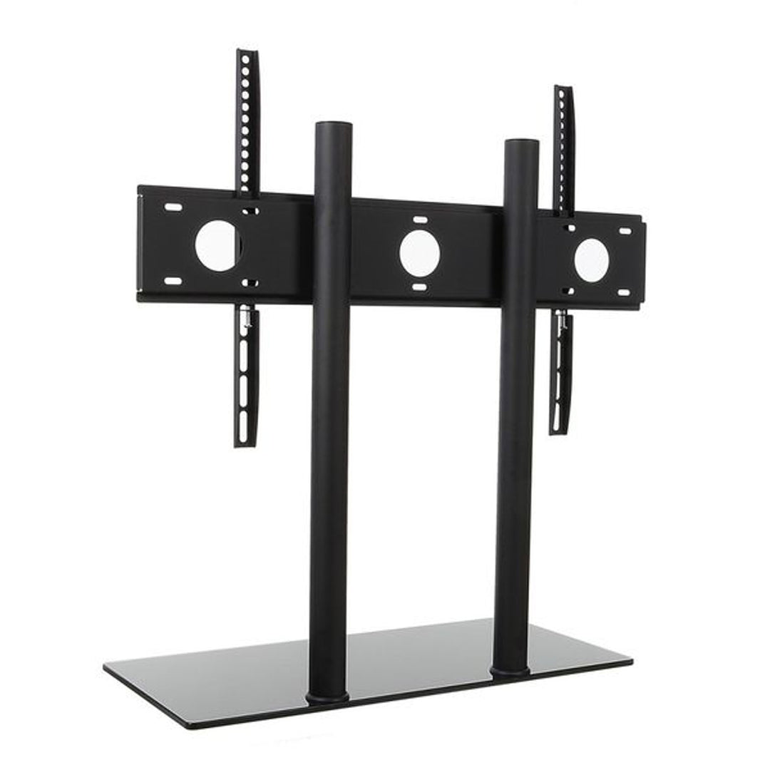 Table TV Stand Holder Bracket 32 - 65" Monitor Adjustable Height Glass Steel LCD LED OLED QLED