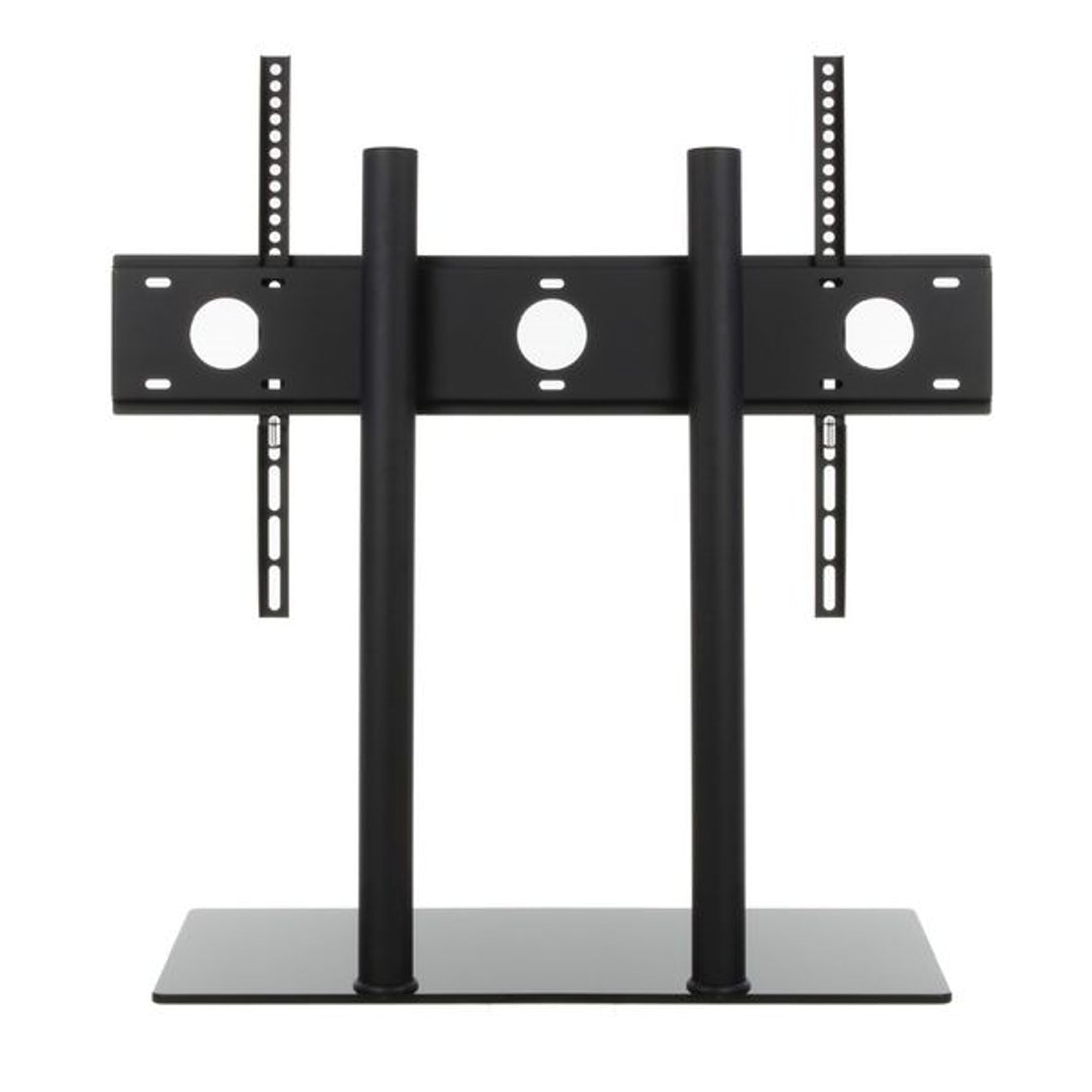 Table TV Stand Holder Bracket 32 - 65" Monitor Adjustable Height Glass Steel LCD LED OLED QLED