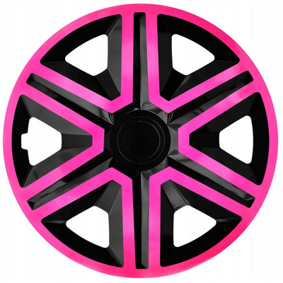 NRM Tapacubos para ruedas de 16 pulgadas, universales, 4 piezas, negro, rosa, resistente a la intemperie, resistente