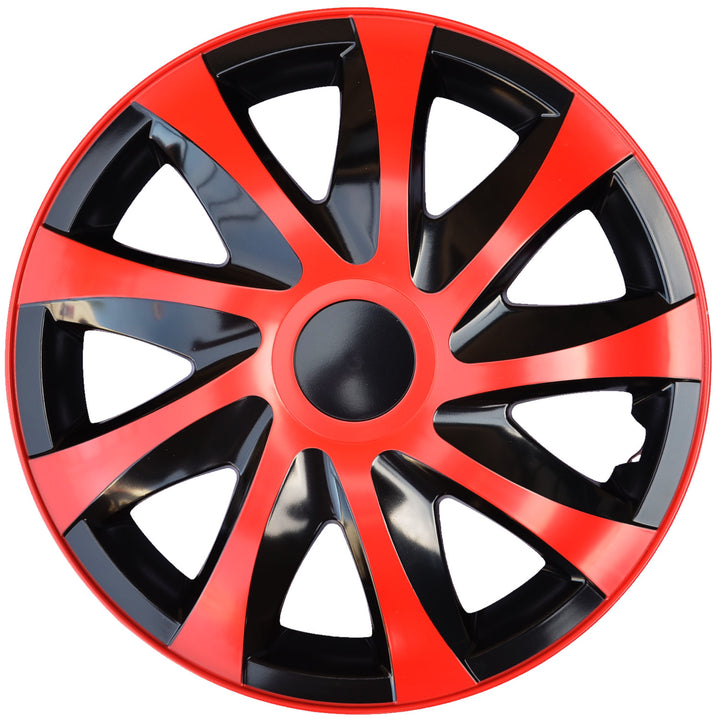 13 "DRACO hubcaps set red and black 4 pieces