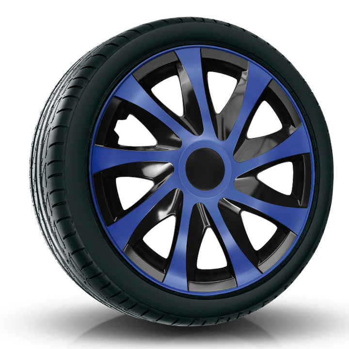 Juego de tapacubos 13 " DRACO azul-negro 4 piezas PARA RENAULT PEUGEOT OPEL FORD CITROEN