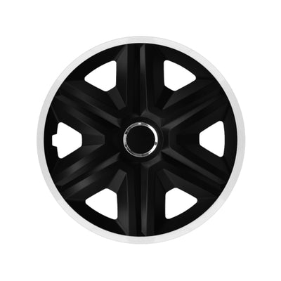 NRM Juego de tapacubos universales para ruedas de 16 pulgadas, 4 piezas, resistentes a la intemperie, color blanco, duradero