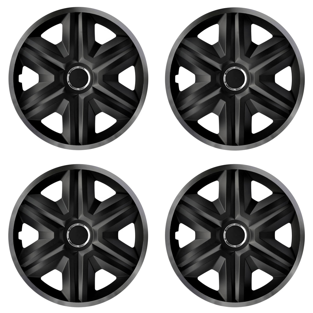 NRM 16" Universal Wheel Covers Hub Caps Graphite Black 4 PCS Shatterproof ABS