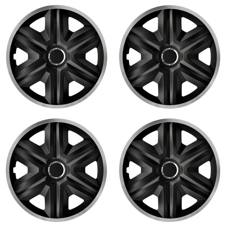 NRM 16" Wheel Trims Covers Hubcaps Universal 4 PCS Weather Resistant Silver Black