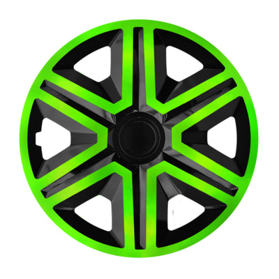 NRM Enjoliveurs de roue universels 40,6 cm, 4 pièces, noir, vert, résistant aux intempéries, ABS, assemblage facile