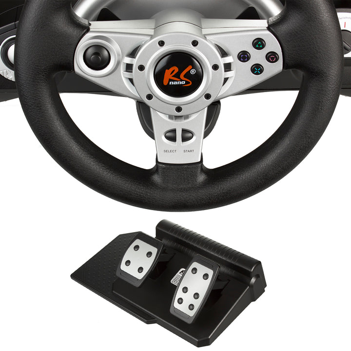 NanoRS RS700 Gaming Steering Wheel PS4 PS3 XBOX ONE XBOX ONE S PC (X-INPUT / D-INPUT) / ANDROID 8" Pedals Gearbox Vibrating