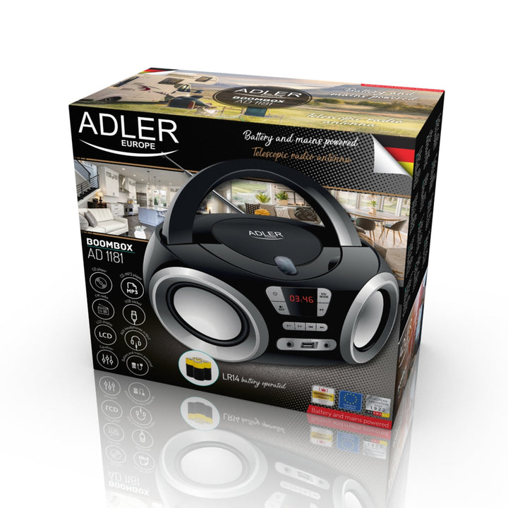 CD-MP3 Boombox, USB, Adler AD 1181 Radio