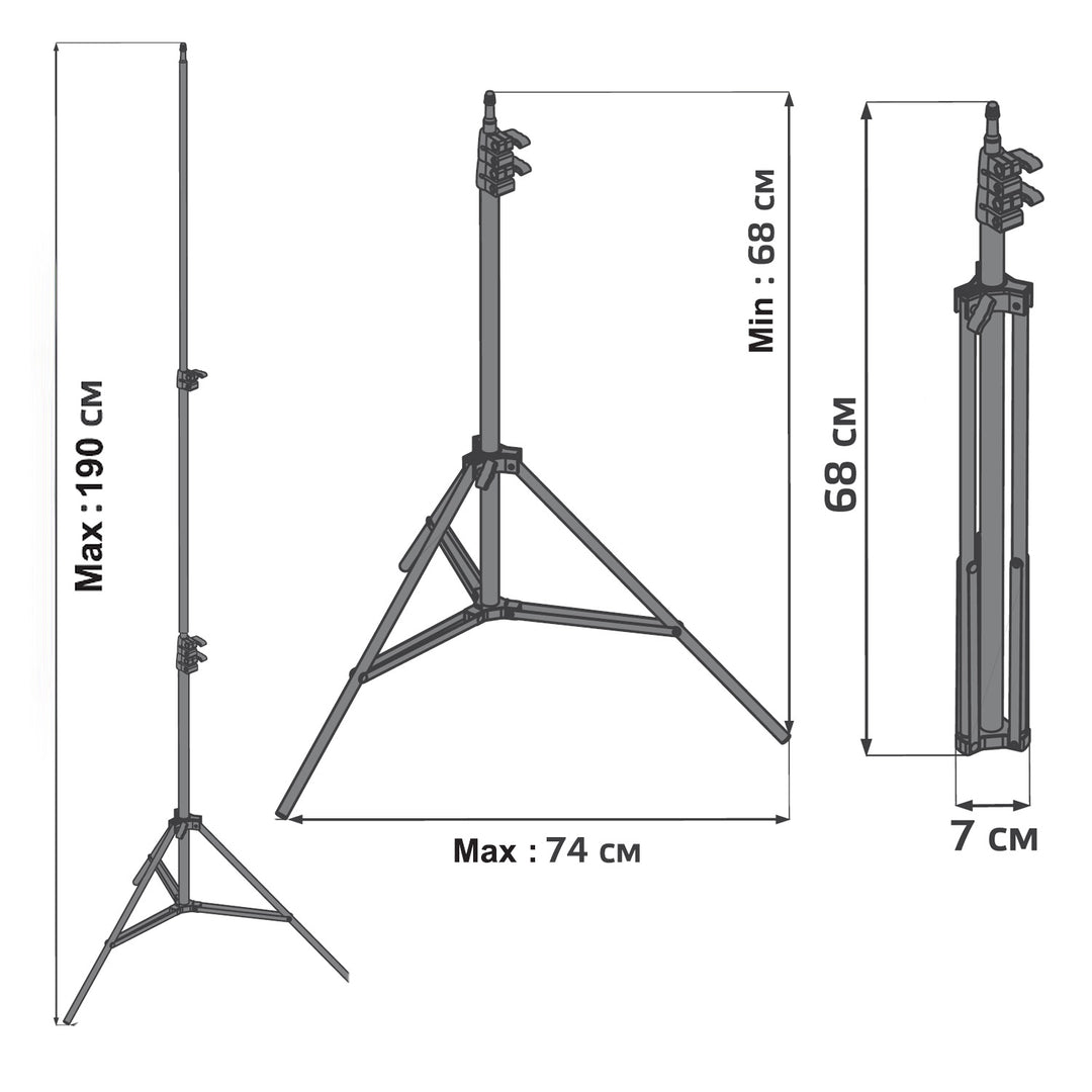 Statief voor 12 "Maclean MC-163 LED ringlamp, max hoogte 190 cm, max belasting 3 kg