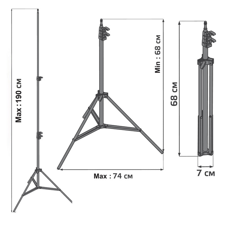 Maclean MC-163 Stand für 12 " LED Ringleuchte, einstellbare Höhe 62-190cm, Beleuchtungsständer, Lampenstativ, 3kg Tragfähigkeit, Lichtstand