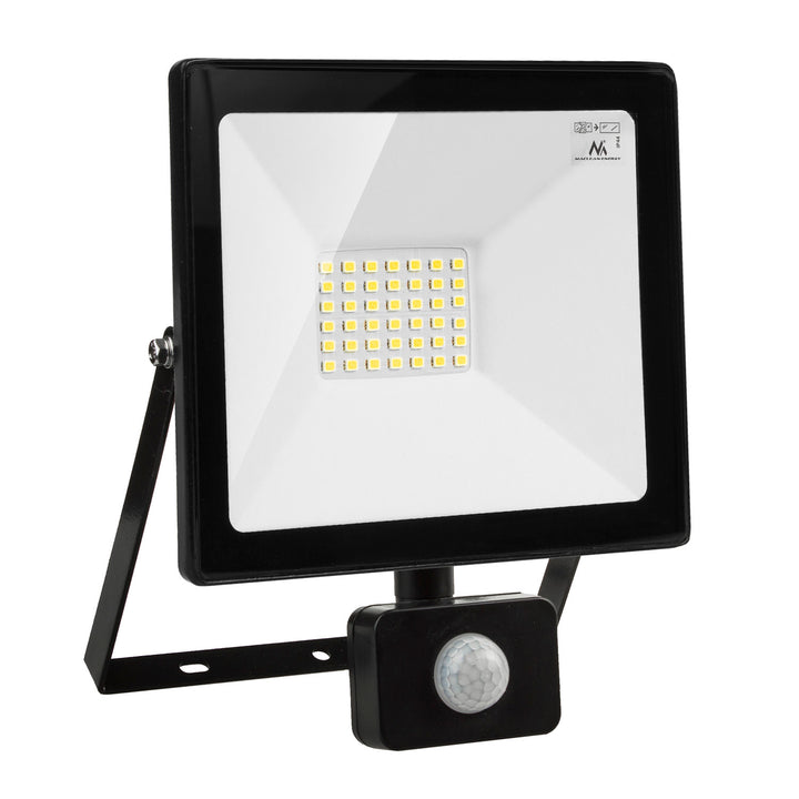 Maclean MCE630 LED Floodlight with PIR Motion Sensor 30W 2400 Lumens Outdoor Lighting Spotlight Slim IP44 Splash Proof (30W, Cool White 6000K) [Energy Class F]