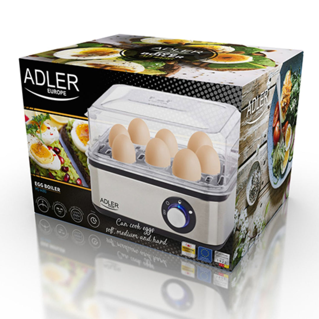 Adler AD 4486 Cocedor de huevos eléctrico 8 huevos Blando Medio Duro Taza medidora Desayuno saludable Reino Unido