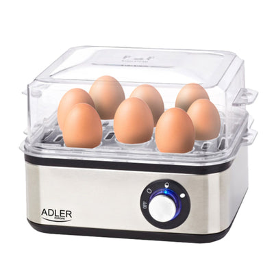 Adler AD 4486 Elektrischer Eierkocher, 8 Eier, weich, mittelhart, Messbecher, gesundes Frühstück, Großbritannien