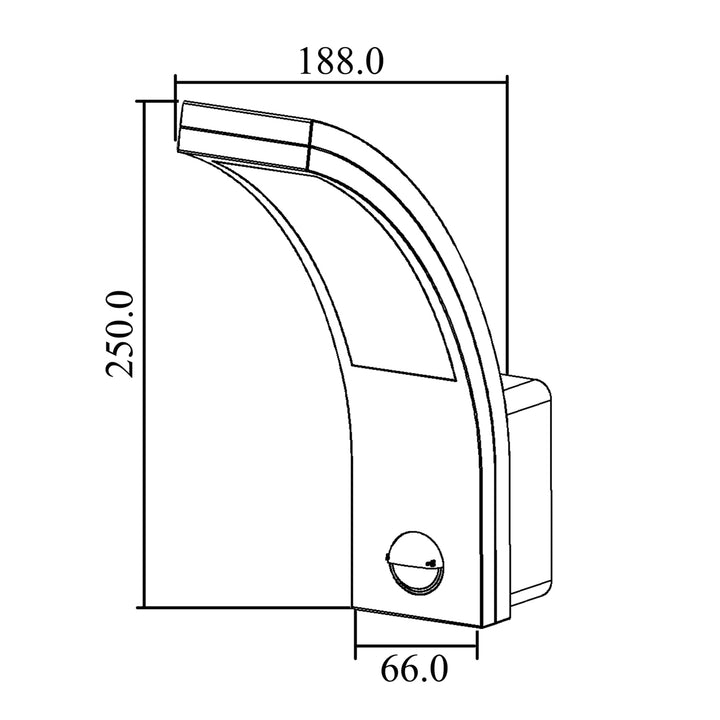 Maclean MCE244B LED-lamp met PIR-bewegingssensor 10W, IP54, 750lm, neutraal wit (4000K)